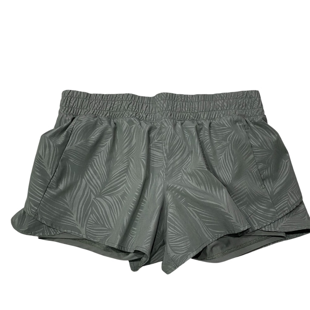 Avia Women's Green Palm Leaf Print Athletic Shorts